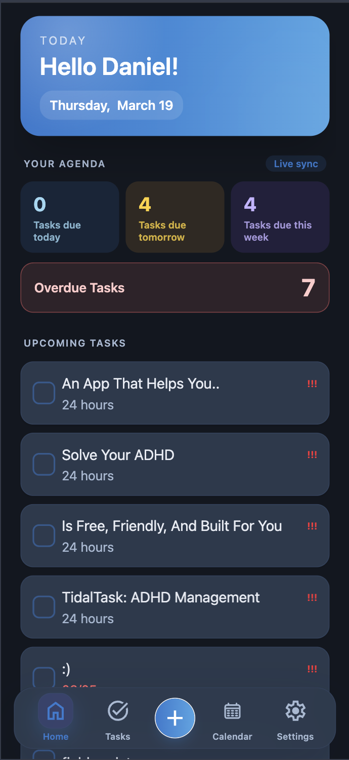 TidalTask app screenshot